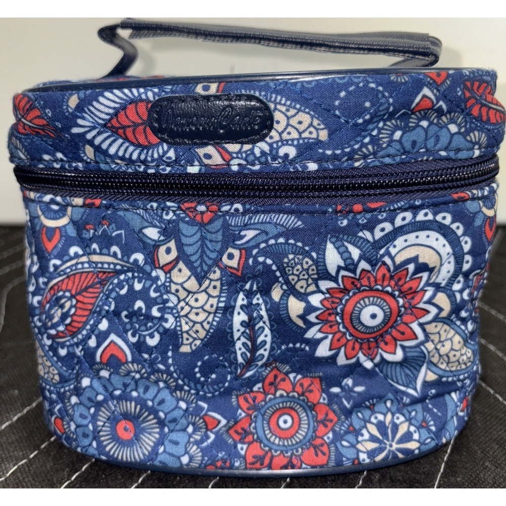 Jaxon Cade‎ Cosmetic Bag Quilted Blue Tropical Paisley 6.5x4.5x5"